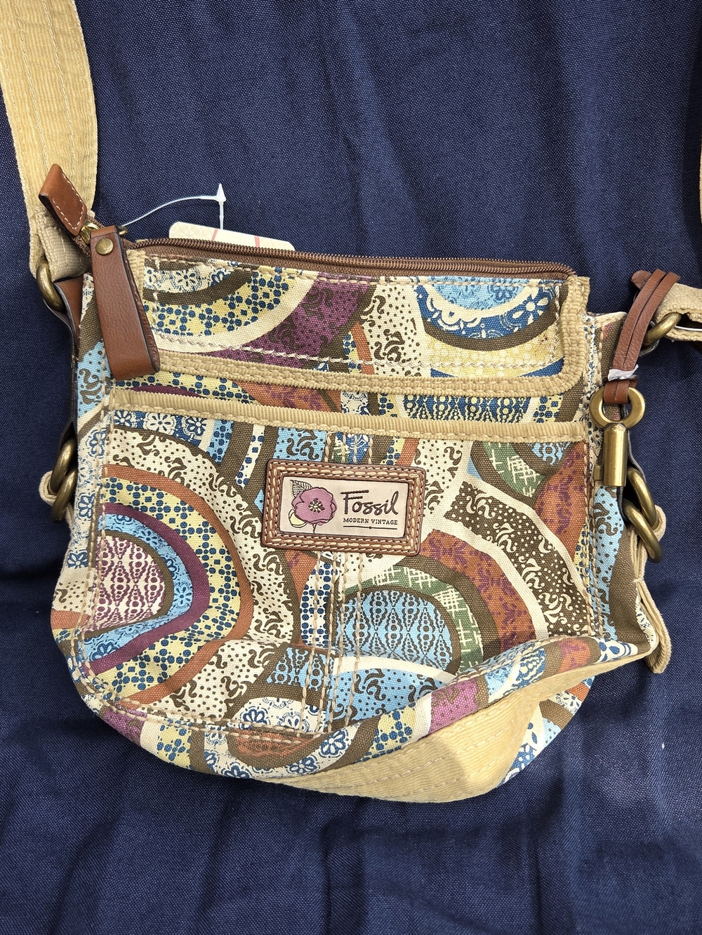 Fossil Multicolor Patterned Canvas Crossbody Bag